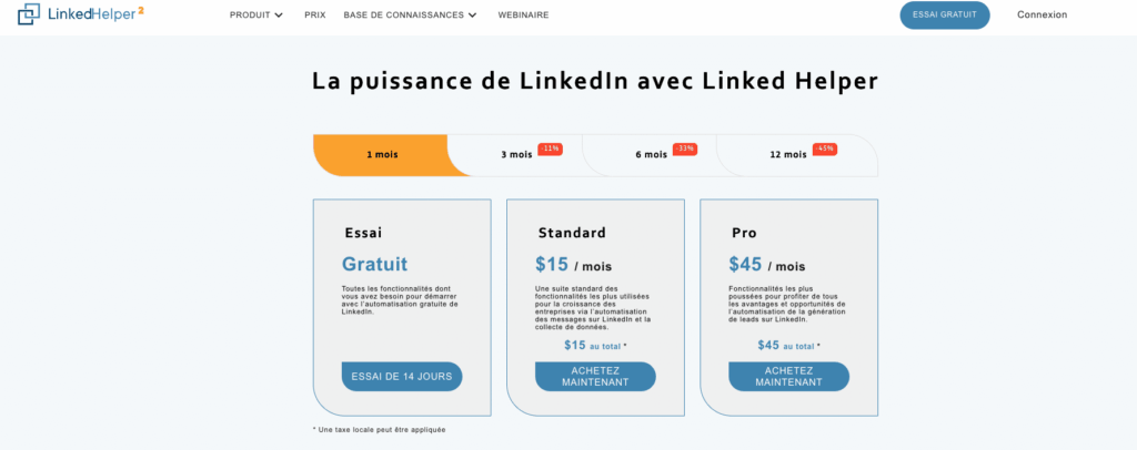 LinkedIn Helper subscription options