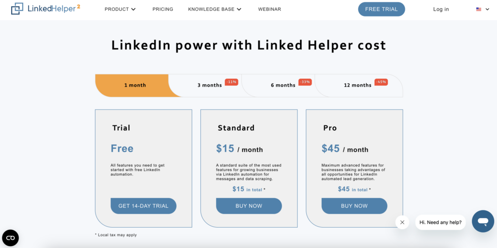 LinkedHelper pricing 