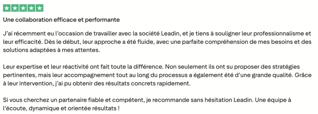 avis utilisateur leadin