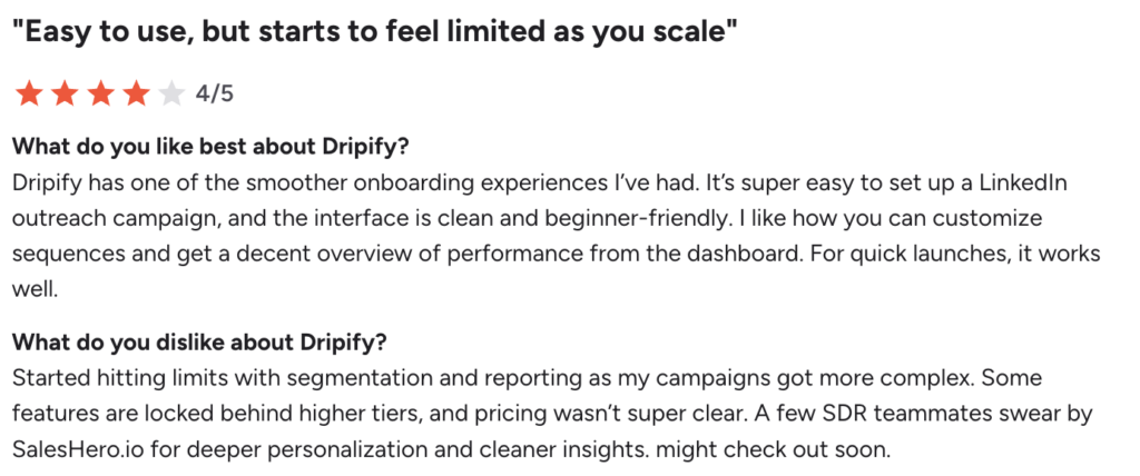 Dripify customer reviews 
