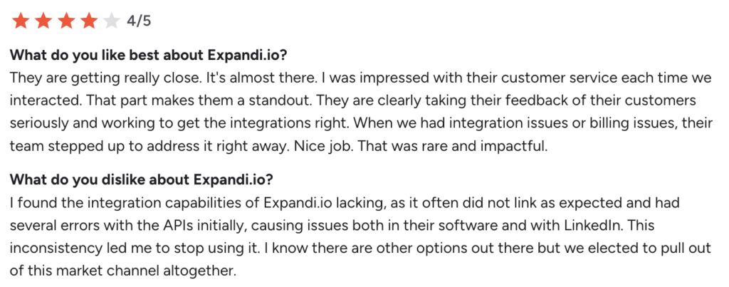 Expandi user reviews