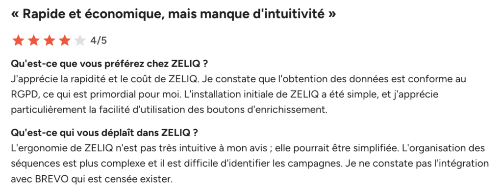 zeliq avis client