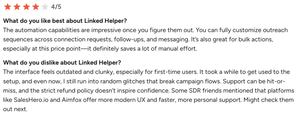 LinkedHelper customer reviews 