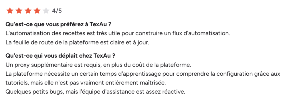 avis client de texAU