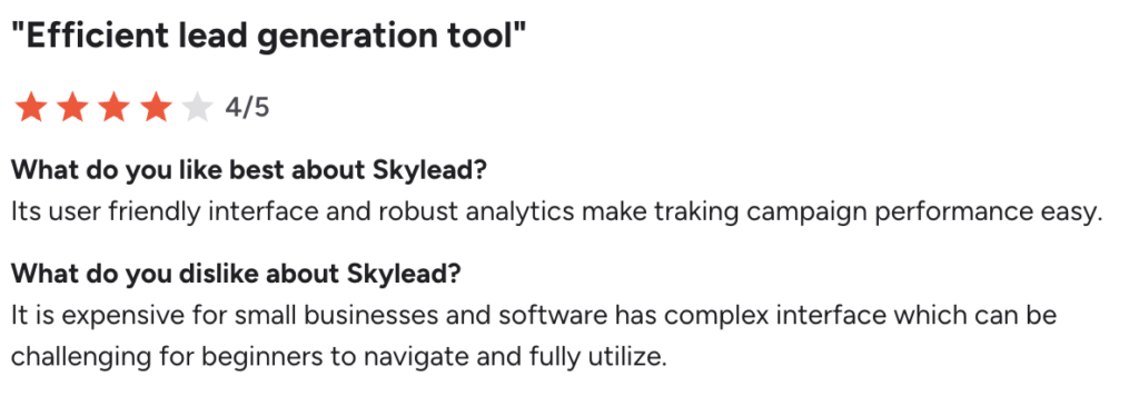 Skylead customer review 