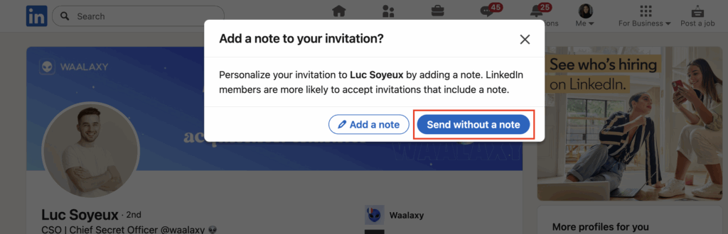 LinkedIn invitation note