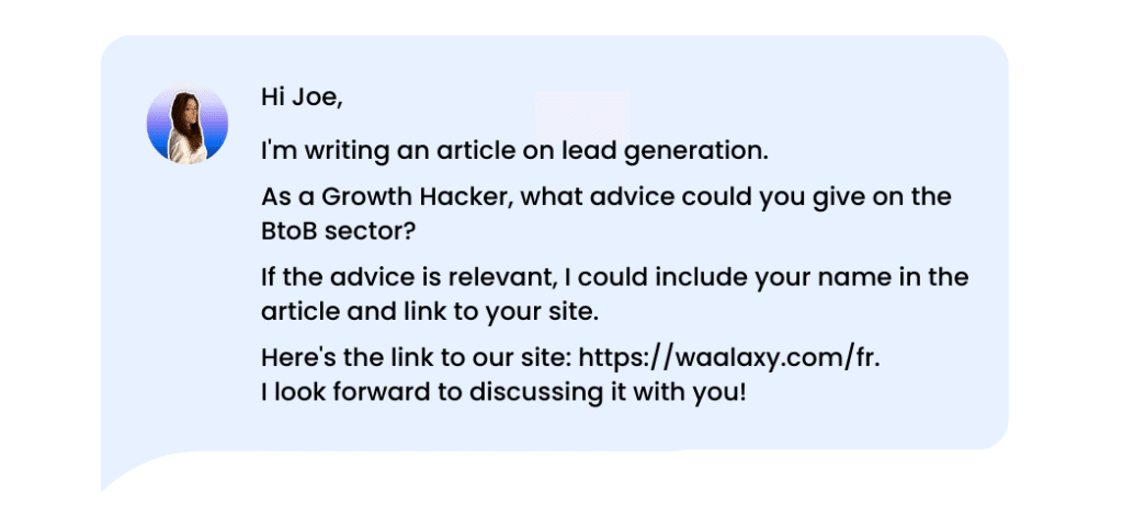 LinkedIn invitation message example : expert advice.