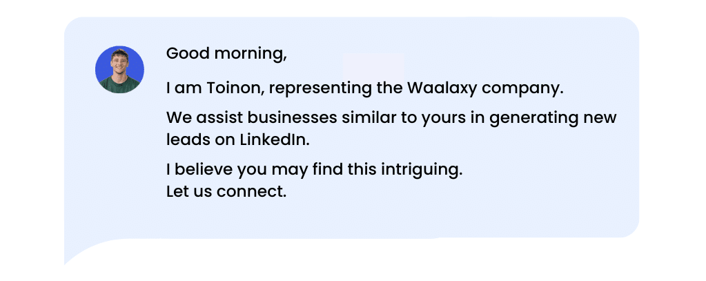 LinkedIn invitation message example to avoid.