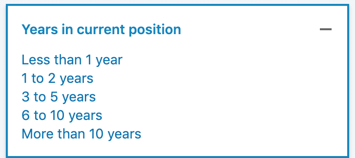 focusing with filter on years in current position 