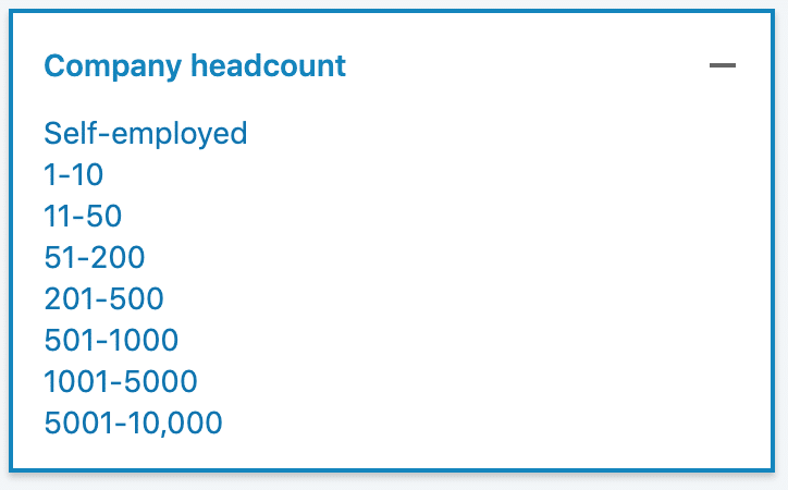 how to use sales navigator with company headcount