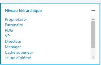 niveau hierarchique avec les filtres linkedin sales navigator