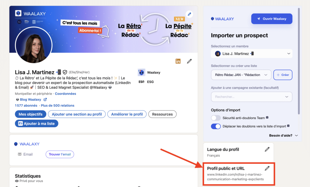 Modification de l'URL personnalisée.