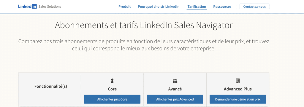 LinkedIn Sales Navigator gratuit : abonnements et tarifs.