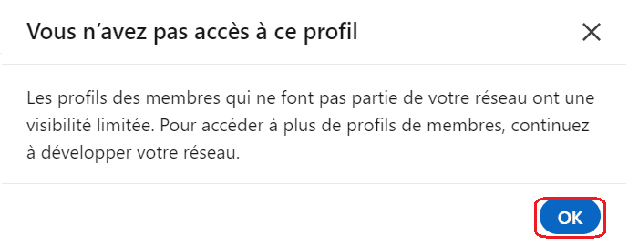 niveau de relation linkedin restreint