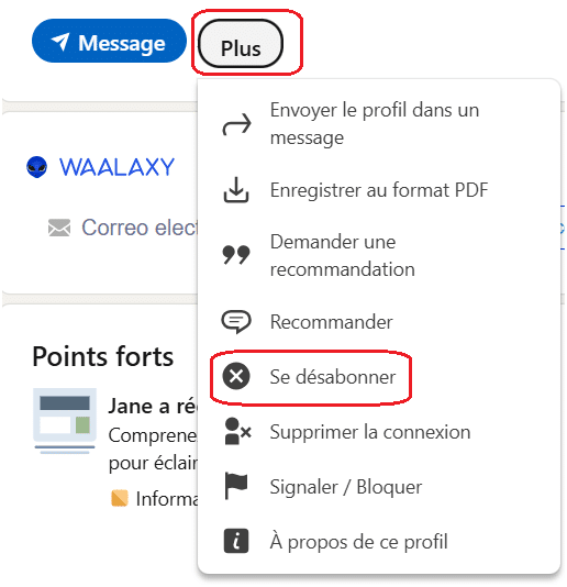se désabonner sur LinkedIn