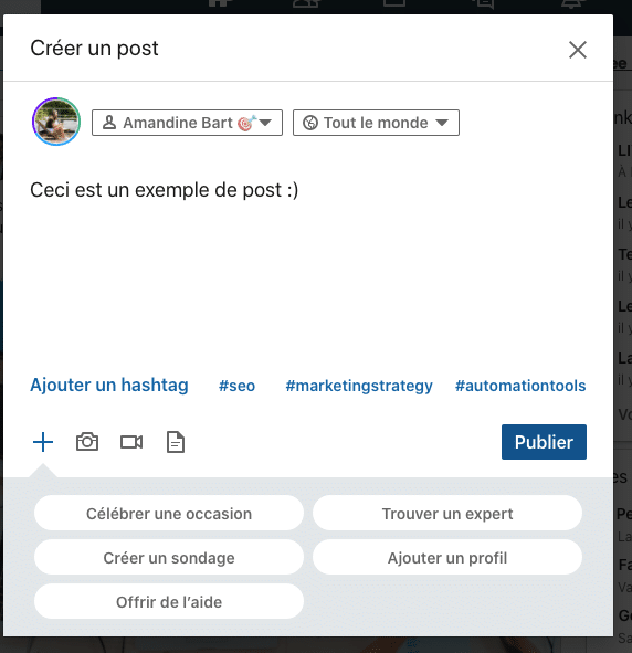 publier un post sur LinkedIn