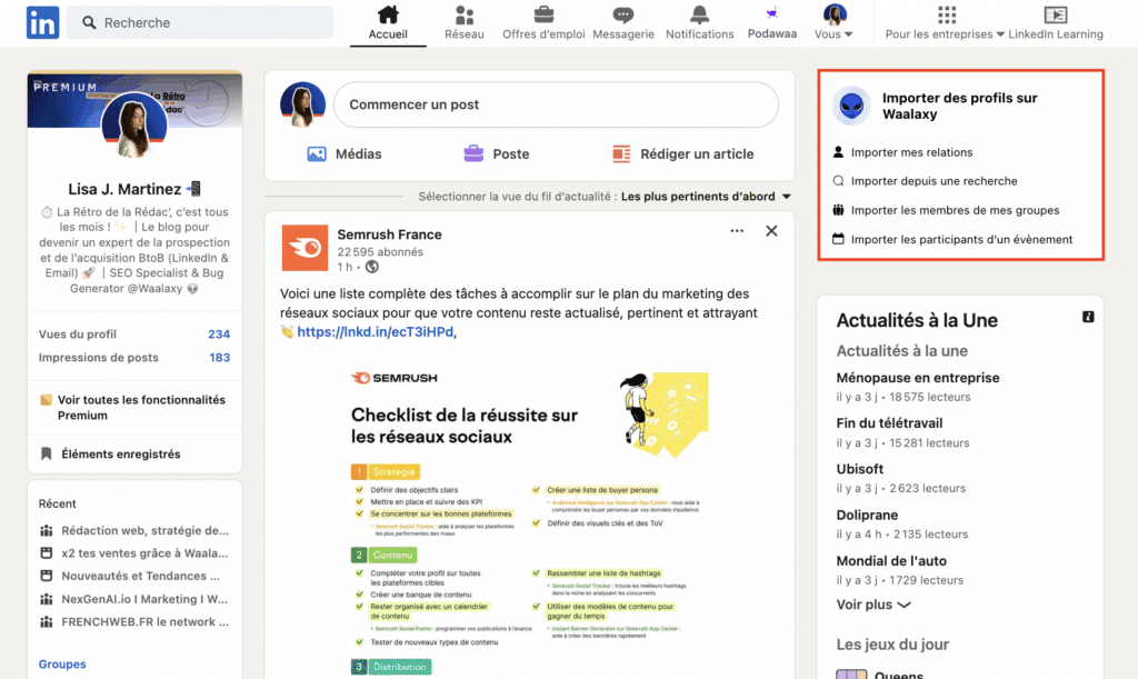 Hack boost post LinkedIn : Cibler les contacts sur LinkedIn et les importer dans Waakaxy