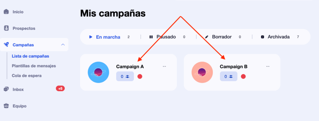 ejemplo de campanas sobre waalaxy