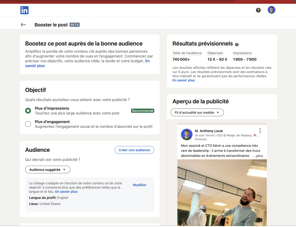 Hack boost post LinkedIn #5 : Via la publicité