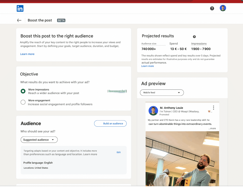 Boost LinkedIn post hack #5: Via advertising