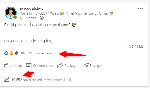 exemple de post qui fait des vues sur LinkedIn