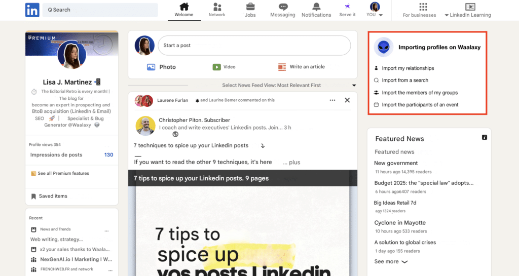 LinkedIn Automation: auto-import with Waalaxy.