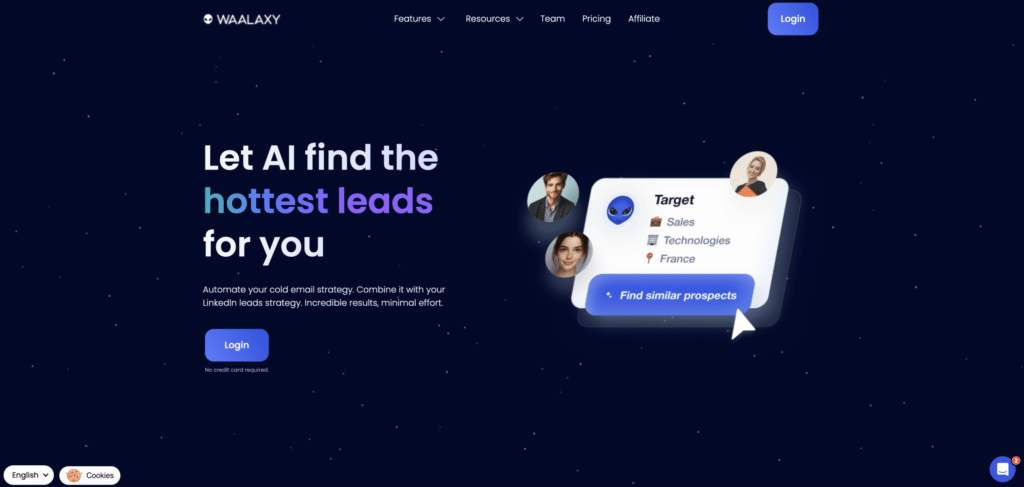 Automazione LinkedIn e IA prospect Finder Waalaxy.
