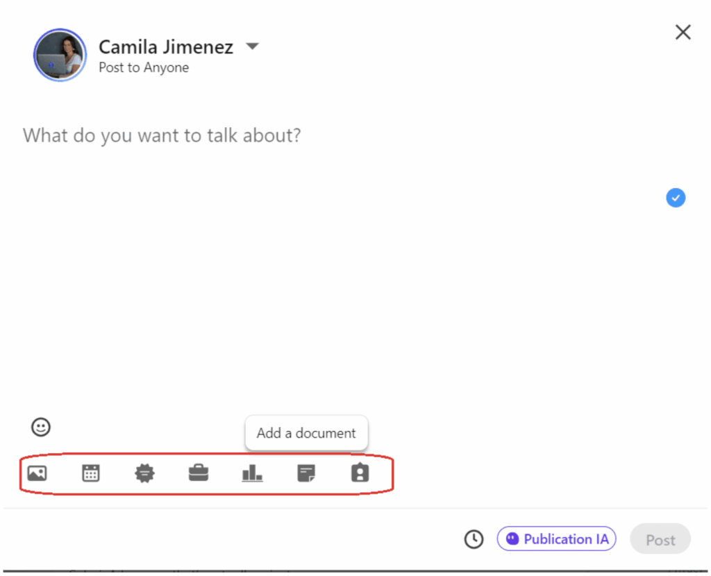 Adicionar uma imagem na publicação do LinkedIn