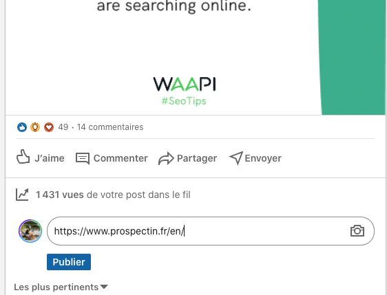 insérer un lien en commentaire sur LinkedIn