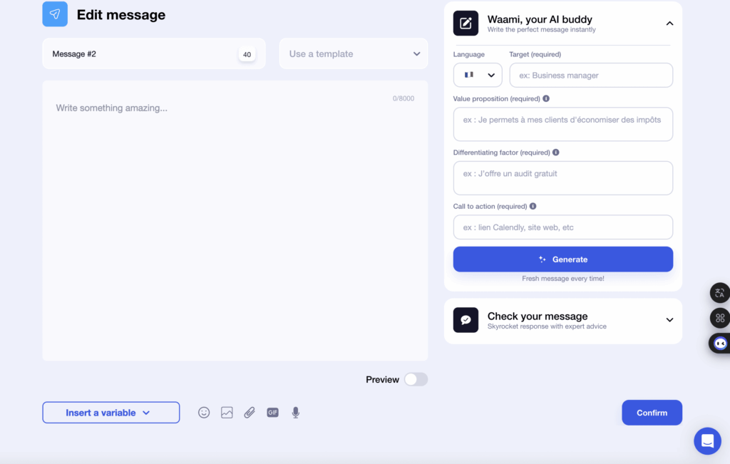 Geração de leads B2B - criar a sua mensagem no waalaxy