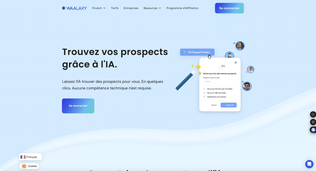 Comment trouver des prospects sur LinkedIn : utiliser l'AI Prospect Finder de Waalaxy pour enrichir vos listes.