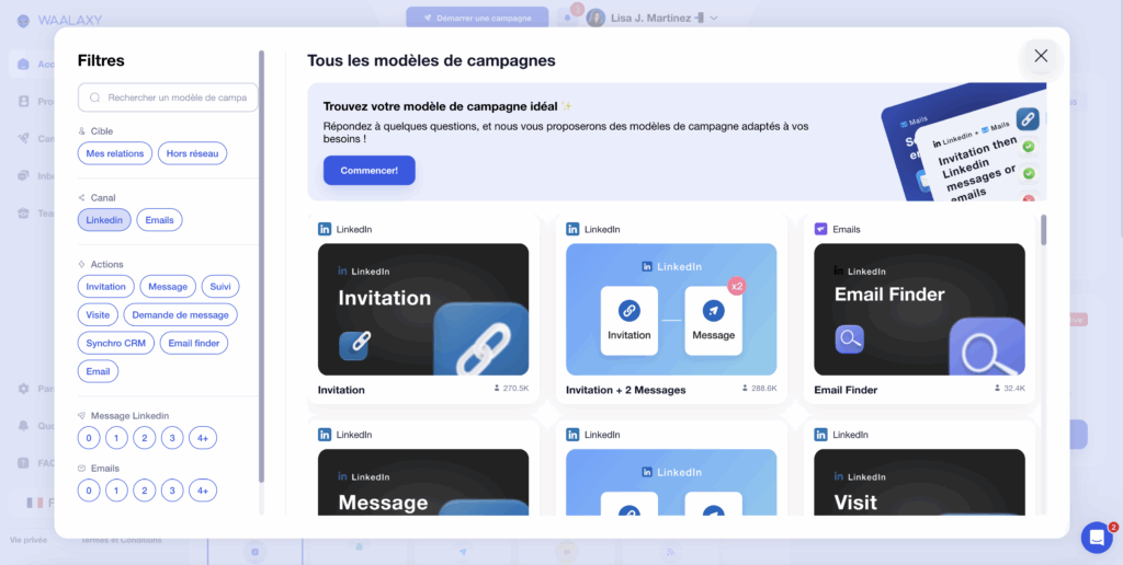 Séquences d'actions LinkedIn automatisé et ultra-simple d'utilisation