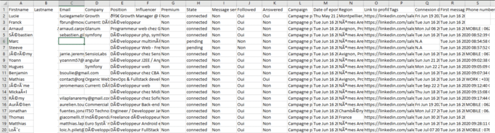 Scraping on LinkedIn data base