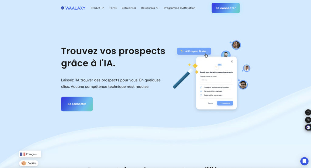 Hoe vind je prospects op LinkedIn: gebruik Waalaxy's AI Prospect Finder om je lijsten te verrijken.