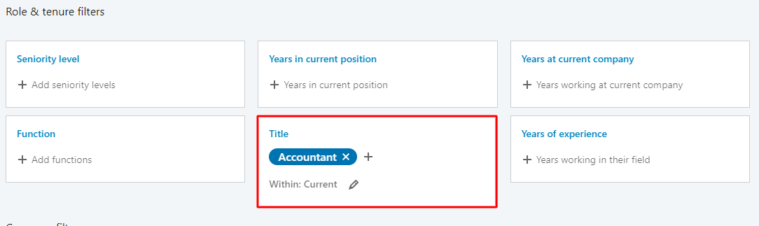 select title job on linkedin sales navigator