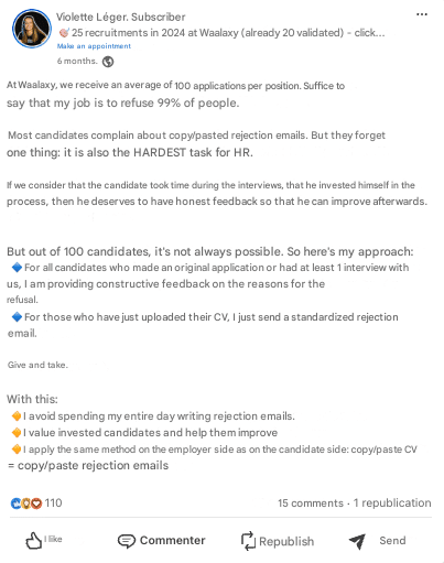 Exemplo de publicação no LinkedIn (apenas texto)