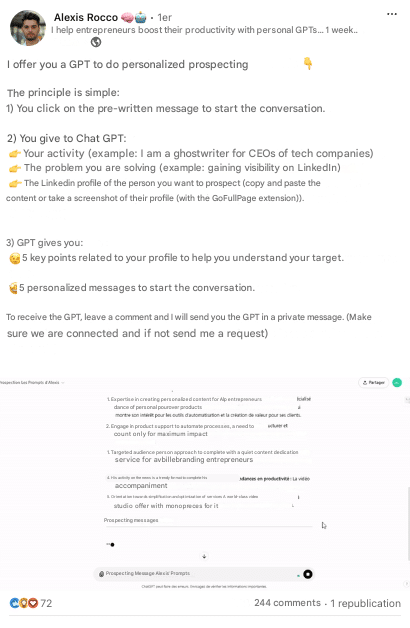 Exemplo de publicação no LinkedIn com um íman de chumbo