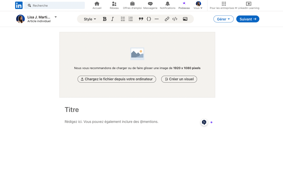 Rédiger un article sur LinkedIn.