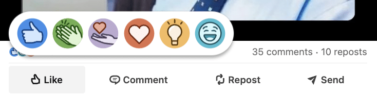 LinkedIn reactions to interact with your audience.