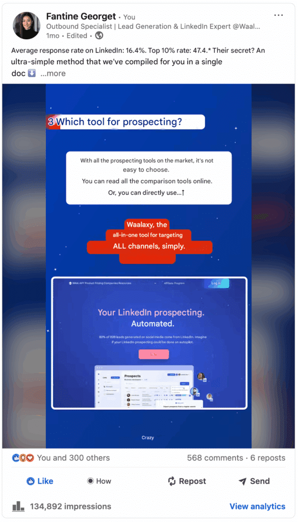 Example of how to <strong>calculate the LinkedIn engagement rate</strong> on a publication.