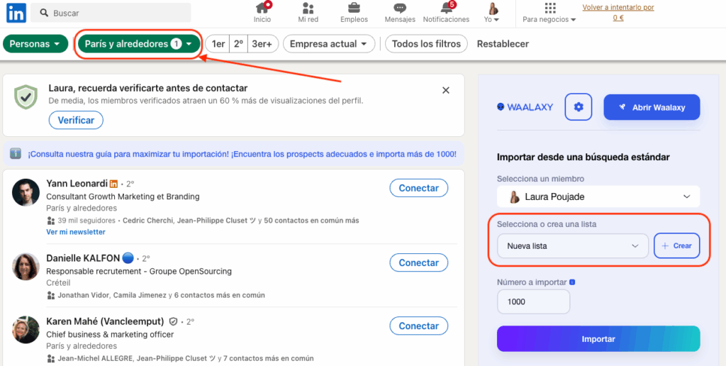 Crear lista para scrapear LinkedIn