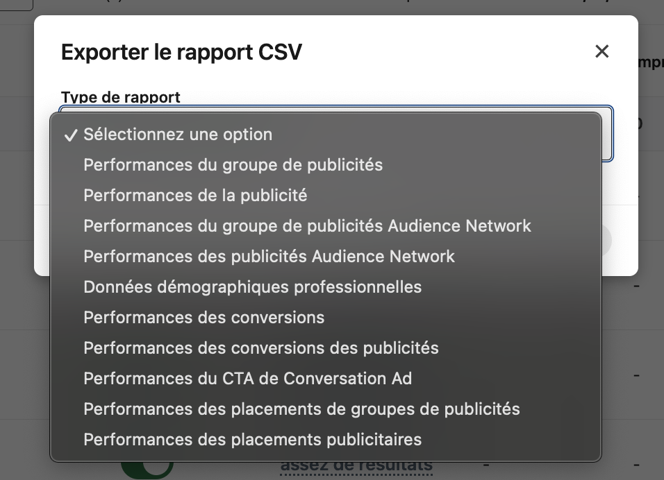 données csv d'une campagne LinkedIn ADS 