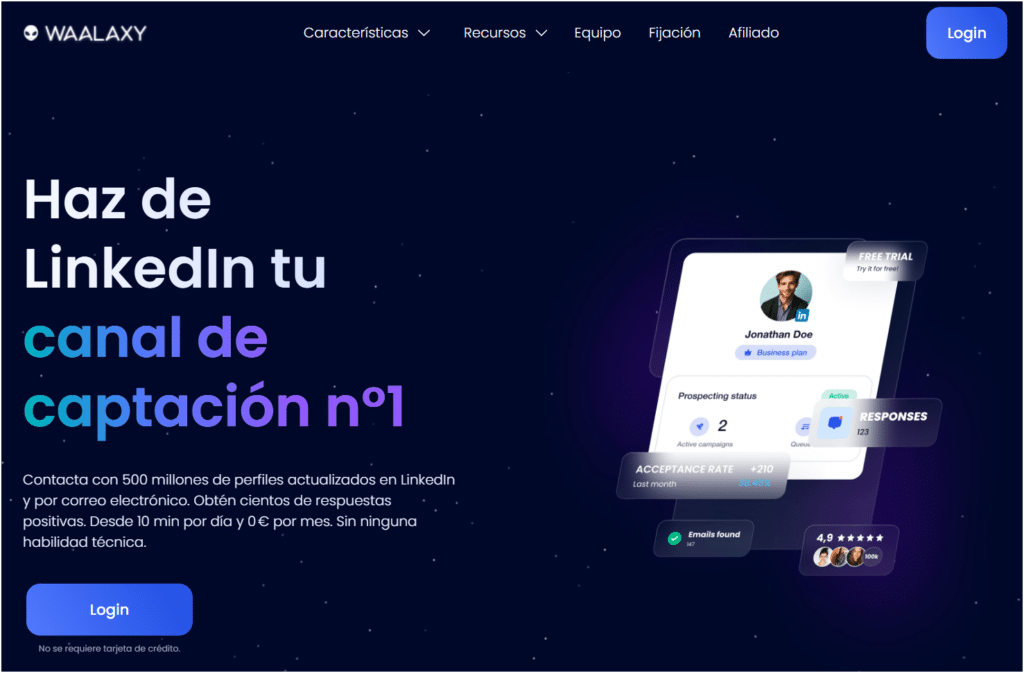 como prospectar clientes en LinkedIn con Waalaxy