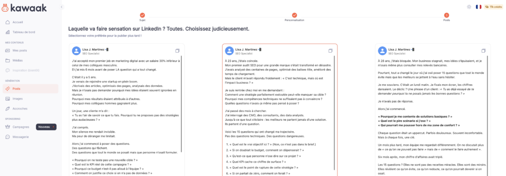 Automatiser la création de contenu Kawaak 