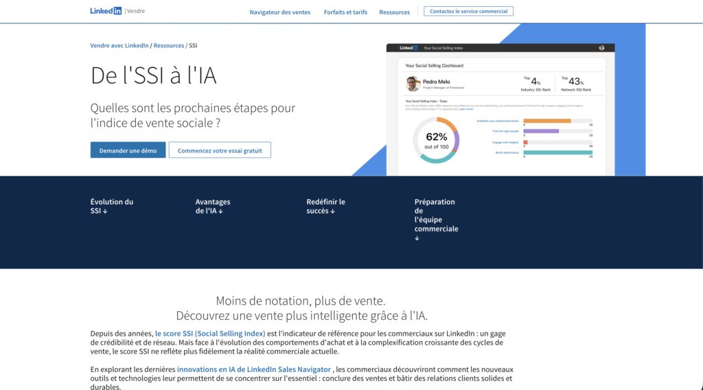 Le SSI IA par <strong>Sales Navigator</strong>