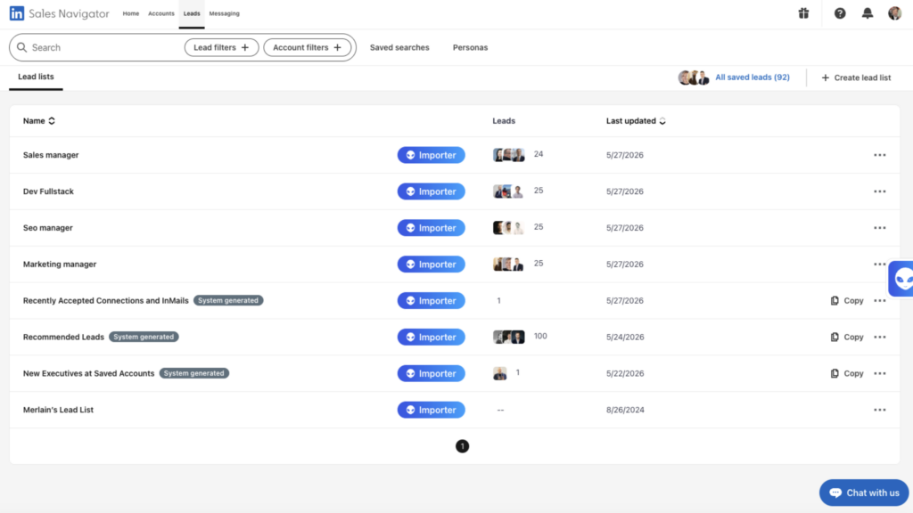 Import Sales Navigator leads into Waalaxy