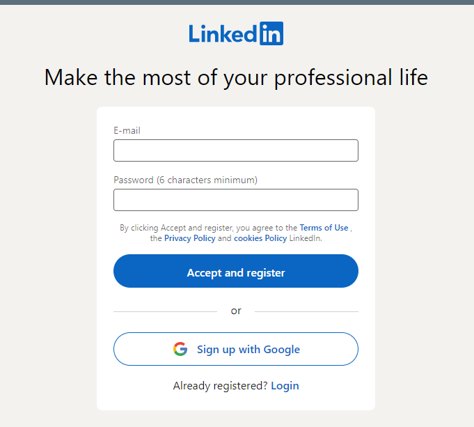 linkedin sign up without