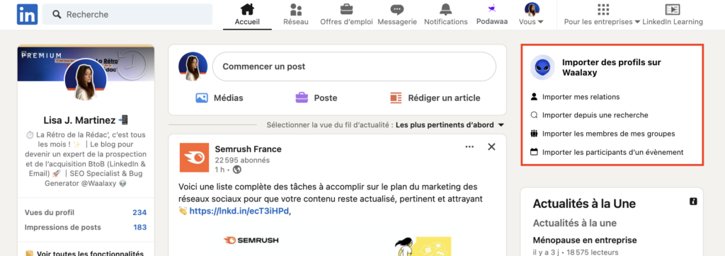 Importer automatiquement vos prospects depuis LinkedIn avec Waalaxy.