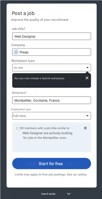 LinkedIn Login post a job