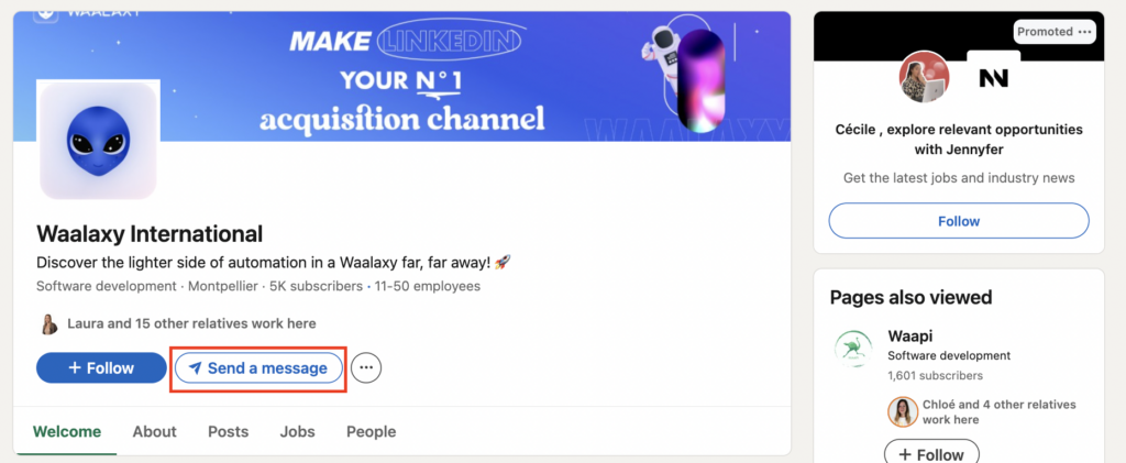 Send a message to a company on LinkedIn 